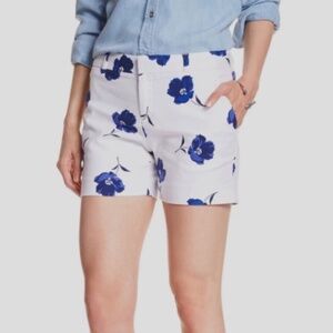 Banana Republic White Shorts Blue Purple Flowers Chino Print Tailored Size 8